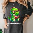 Readasaurus Reading Dinosaur Book Reader Bookworm Women's Comfort Colors T-Shirt Pepper