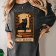 The Reader Cat Book Reading Halloween Tarot Card Women's Comfort Colors T-Shirt Pepper
