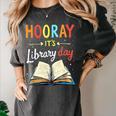 Reading Books Bibliophile Hooray It's Library Day Women's Comfort Colors T-Shirt Pepper