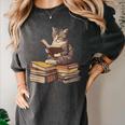 Reading Cat Book Lover Women's Comfort Colors T-Shirt Pepper