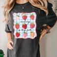 Reading Is My Jam Preppy Stawberry Bookworm Book Lover Nerd Women's Comfort Colors T-Shirt Pepper
