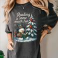 Reading Is Snow Much Fun Christmas Books Snowman Bookworm Women's Comfort Colors T-Shirt Pepper