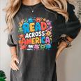 Reads Across Tee America Books Reader Reading Teacher Women's Comfort Colors T-Shirt Pepper