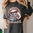 Readsalotl Axolotl Reading Books Glasses Bookworm Pun Fun Women's Comfort Colors T-Shirt Pepper Readsalotl Axolotl Reading Books Glasses Bookworm Pun Fun Women's Comfort Colors T-Shirt Pepper