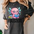 Readsolotl Cute Axolotl Reading Book Kawaii Pink Aesthetic Women's Comfort Colors T-Shirt Pepper
