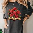Red Roses Flowers Book Floral Women's Comfort Colors T-Shirt Pepper Red Roses Flowers Book Floral Women's Comfort Colors T-Shirt Pepper
