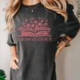 Retro Grow In Grace Wildflower Book Christian Bible Verse Women's Comfort Colors T-Shirt Pepper