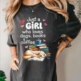 Retro Just A Girl Who Love Dogs Books And Coffee Bookworm Women's Comfort Colors T-Shirt Pepper