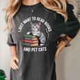 Retro I Just Want To Read Books And Pet Cats Women's Comfort Colors T-Shirt Pepper Retro I Just Want To Read Books And Pet Cats Women's Comfort Colors T-Shirt Pepper