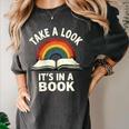 Retro Rainbow Take A Look It's In A Book Reading Women's Comfort Colors T-Shirt Pepper
