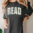 Retro Read Floral Reading Bookworm Librarian Book Lover Women's Comfort Colors T-Shirt Pepper