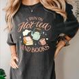 I Run ON HOT Tea & Books Reader Reading Meme Women's Comfort Colors T-Shirt Pepper