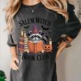 Salem WItch Book Club Halloween Raccoon Witch Reading Book Women's Comfort Colors T-Shirt Pepper Salem WItch Book Club Halloween Raccoon Witch Reading Book Women's Comfort Colors T-Shirt Pepper