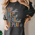 Sip Coffee Pet Cats Read Books Repeat Book Cat Lover Women's Comfort Colors T-Shirt Pepper