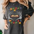 Skeleton Heart Read Reading Book Librarian Halloween Women Women's Comfort Colors T-Shirt Pepper