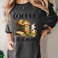 Sleeping Cat And Books With Coffee Lover Women's Comfort Colors T-Shirt Pepper