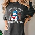 Snow Many Books Snow Little Time Snowman Reading Book Women's Comfort Colors T-Shirt Pepper Snow Many Books Snow Little Time Snowman Reading Book Women's Comfort Colors T-Shirt Pepper