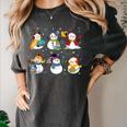 Snowman Reading Books Teacher Christmas Librarian Bookworm Women's Comfort Colors T-Shirt Pepper