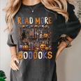 Spooky Halloween Bookshelf Bookcase Read More Books Women's Comfort Colors T-Shirt Pepper