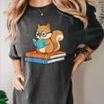 Squirrel Reading Book Glasses Bookworm Librarian Women's Comfort Colors T-Shirt Pepper Squirrel Reading Book Glasses Bookworm Librarian Women's Comfort Colors T-Shirt Pepper