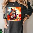 Squirrel Reading Comic Book On Autumn Branch Glasses Leaves Women's Comfort Colors T-Shirt Pepper