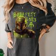 Star Wars The Book Of Boba Fett Neon Boba Fett Lives Poster Women's Comfort Colors T-Shirt Pepper