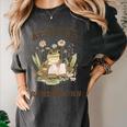 Stay At My Pad And Read Books Frog Introvert Reading Women's Comfort Colors T-Shirt Pepper Stay At My Pad And Read Books Frog Introvert Reading Women's Comfort Colors T-Shirt Pepper