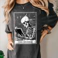 Tarot Card Shirt The Reader Tarot Skeleton Reading Book Women's Comfort Colors T-Shirt Pepper