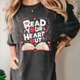 Teach Inspire Grow Everyday Read Your Heart Out Valentine Book-Themed Small Women's Comfort Colors T-Shirt Pepper