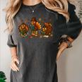 Teacher Fall Thanksgiving Turkey Reading Books Lovers Women's Comfort Colors T-Shirt Pepper