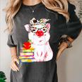 Teacher Pig Cute Farm Animal Book Lover School Student For Men Women Kids Women's Comfort Colors T-Shirt Pepper