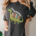 Teachersaurus Dinosaur Teachers Dino Reading Book Librarian Women's Comfort Colors T-Shirt Pepper