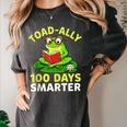 Toad-Ally 100 Days Smarter Frog Reading Book 100 School Day Women's Comfort Colors T-Shirt Pepper