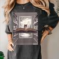Totally Weird Tees Cat Library Book Reading Literary Women's Comfort Colors T-Shirt Pepper