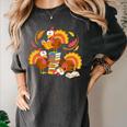 Turkey Reading Books Fall Thanksgiving Teacher Librarian Women's Comfort Colors T-Shirt Pepper Turkey Reading Books Fall Thanksgiving Teacher Librarian Women's Comfort Colors T-Shirt Pepper