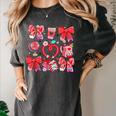 Valentine Teacher Coquette Bow Pencil Heart Book Girl Women Women's Comfort Colors T-Shirt Pepper Valentine Teacher Coquette Bow Pencil Heart Book Girl Women Women's Comfort Colors T-Shirt Pepper