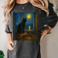 Van Gogh Starry Night Art Cat And Book Lovers Women's Comfort Colors T-Shirt Pepper