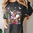 Watercolor Butterfly Fairy Read Book Library Fantasy Novel Women's Comfort Colors T-Shirt Pepper