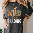 Wild About Reading Books Animal Theme Bookworm Library Day Women's Comfort Colors T-Shirt Pepper
