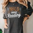 Wild About Reading Books Reader Lover Bookworm Leopard Print Women's Comfort Colors T-Shirt Pepper Wild About Reading Books Reader Lover Bookworm Leopard Print Women's Comfort Colors T-Shirt Pepper