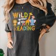 Wild About Reading Kid Love Wild Animal Books Back To School Women's Comfort Colors T-Shirt Pepper Wild About Reading Kid Love Wild Animal Books Back To School Women's Comfort Colors T-Shirt Pepper