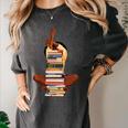 Woman And Books Stack Afro Girl Book Lover Women's Comfort Colors T-Shirt Pepper