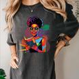 Woman Reading Book Lover Geometric Girl Afro History Women's Comfort Colors T-Shirt Pepper