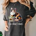 Womens Girls Books I Do What I Want Calico Cat Lover Women's Comfort Colors T-Shirt Pepper