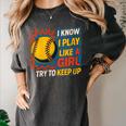 Women's Girls Softball Play Like A Girl Comic Book Pop Art Women's Comfort Colors T-Shirt Pepper Women's Girls Softball Play Like A Girl Comic Book Pop Art Women's Comfort Colors T-Shirt Pepper