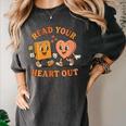 Women's Read Your Heart Out Teacher Valentines Reading Book Love Women's Comfort Colors T-Shirt Pepper