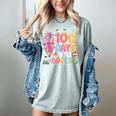100th Day Of School Teacher Floral 100 Days In The Books Women's Comfort Colors T-Shirt Denim
