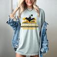 Academy Of Bookcraft Cute Wizard Cat Magic Books Women's Comfort Colors T-Shirt Denim Academy Of Bookcraft Cute Wizard Cat Magic Books Women's Comfort Colors T-Shirt Denim