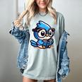 Adorable Book Lover Blue Jay With Reading Glasses Cute Raglan Baseball Tee Women's Comfort Colors T-Shirt Denim
