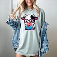Adorable Book Lover Cow With Reading Glasses Cute Women's Comfort Colors T-Shirt Denim